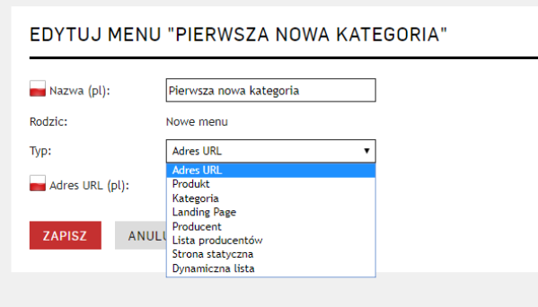 Edycja menu wlasnego