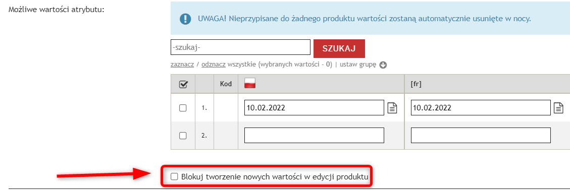 aktualizacje atomstore luty 2022 atrybuty blokada tworzenia wartości