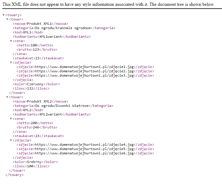 moduł importu xml atomstore przykład prostego pliku xml