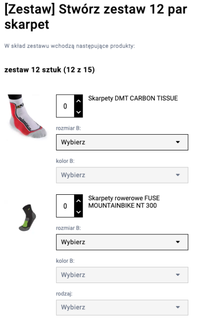 widok karty zestawów