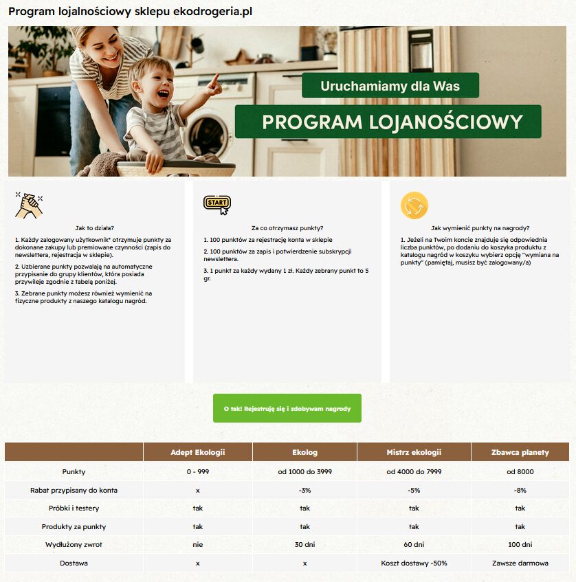 Jak wykorzystać personalizację w e-commerce? 2 Program lojalnościowy sklepu ekodrogeria.pl